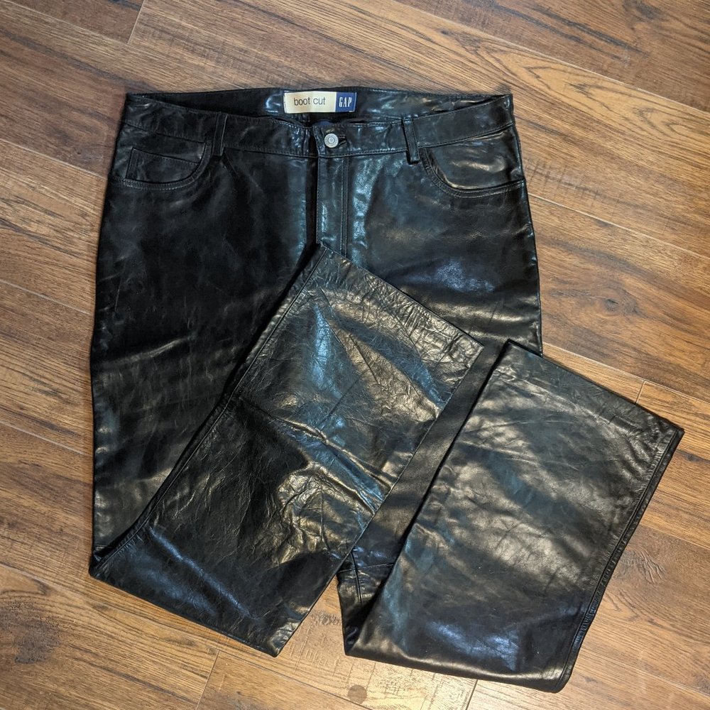 Vintage Y2K Black Leather Bootcut Pants NWT